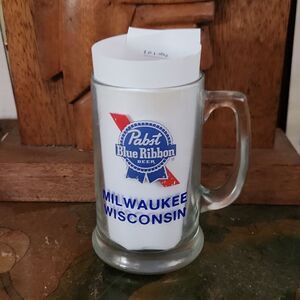 Vintage Pabst Blue Ribbon Glass Mug Wisconsin